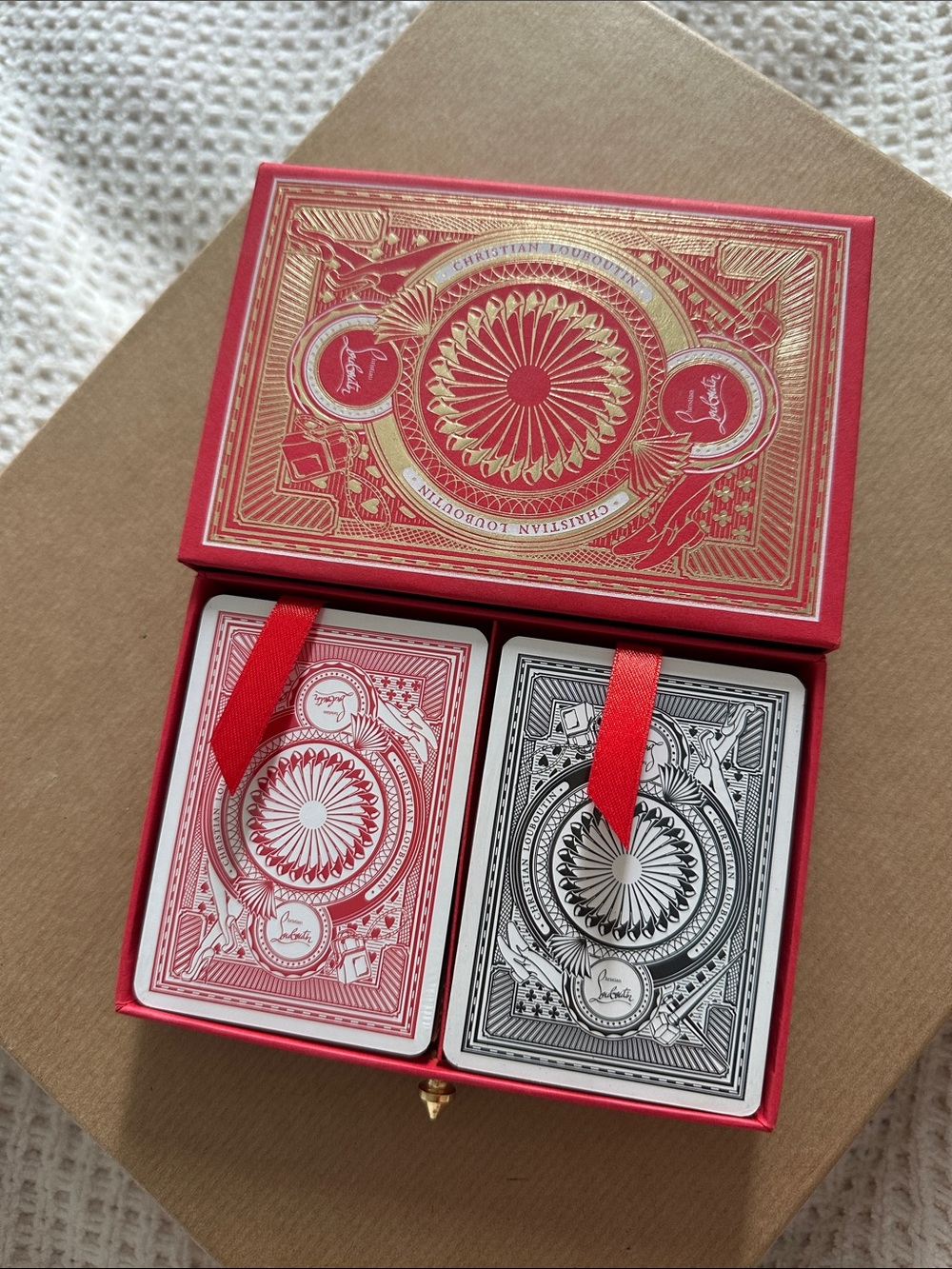 Christian Louboutin Red and Black Dual Deck Playing Cards Set